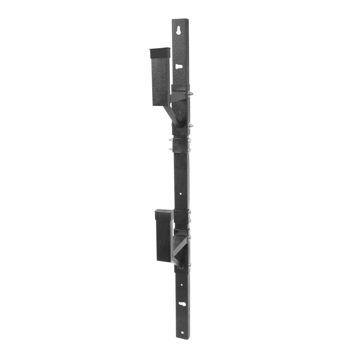Adjustable trailer ladder rack wall mount with vertical ladder frame and two adjustable steps