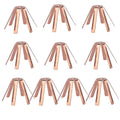 Brass golf shaft adapter shims set, cone-shaped with three prongs, multiple pieces