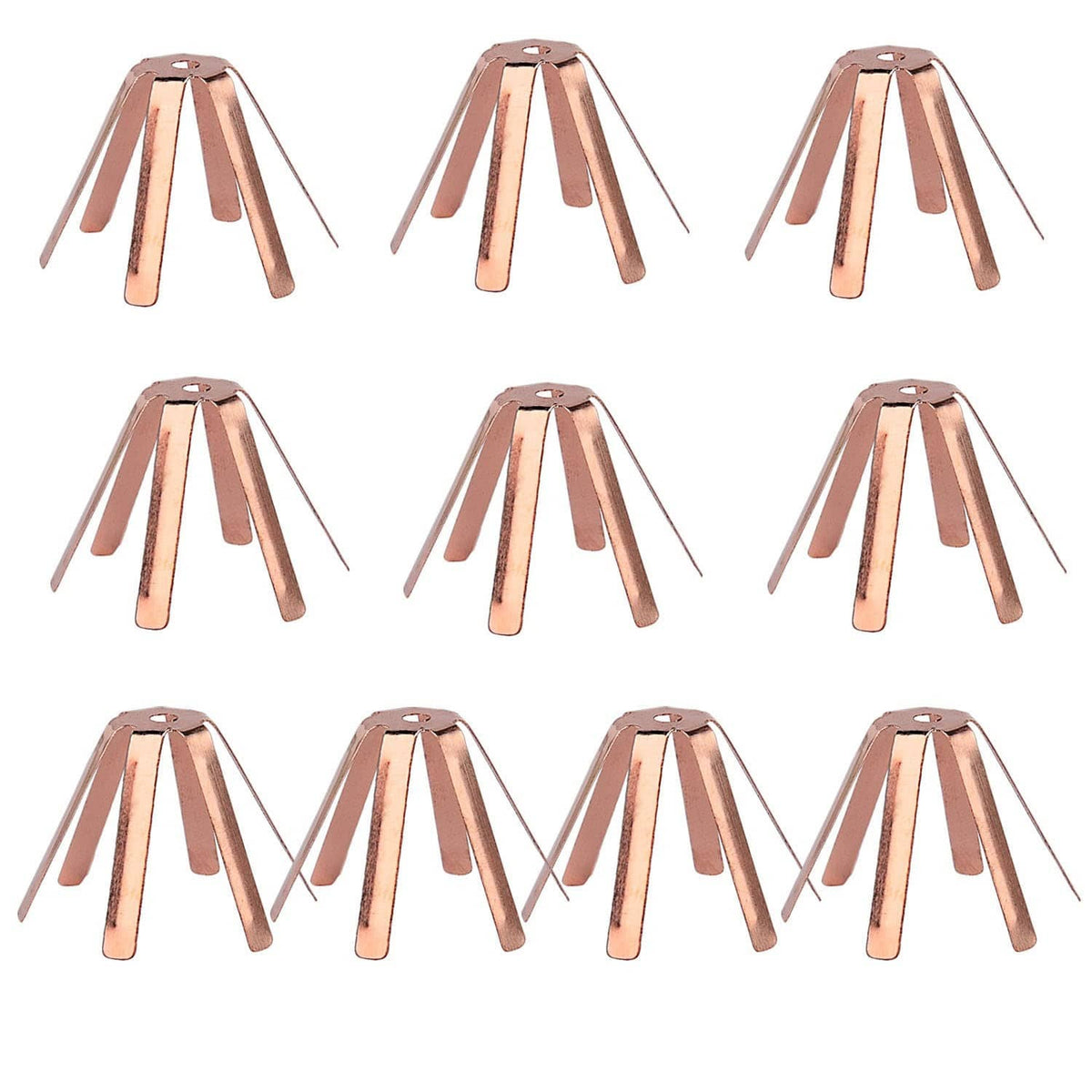 Brass golf shaft adapter shims set, cone-shaped with three prongs, multiple pieces