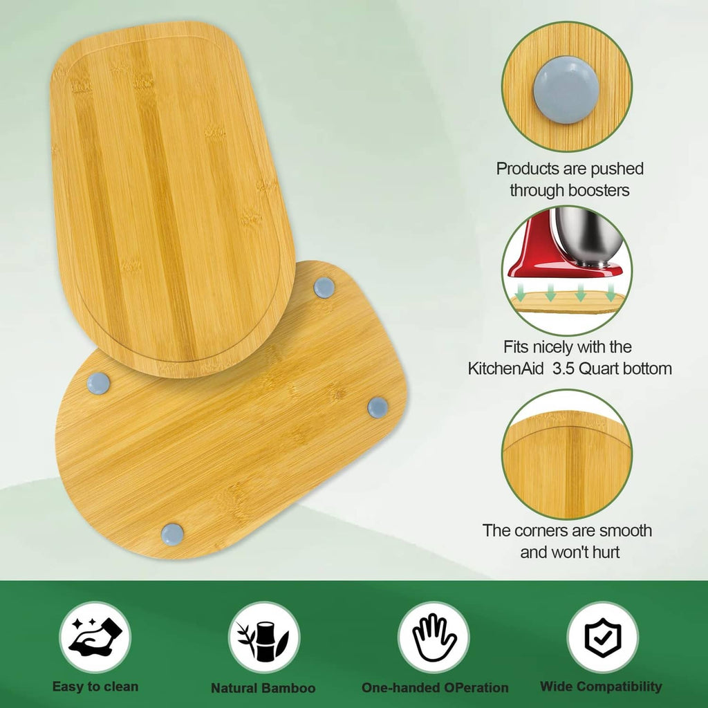 Natural bamboo mixer slider base pad with curved ramp and four fastener dots