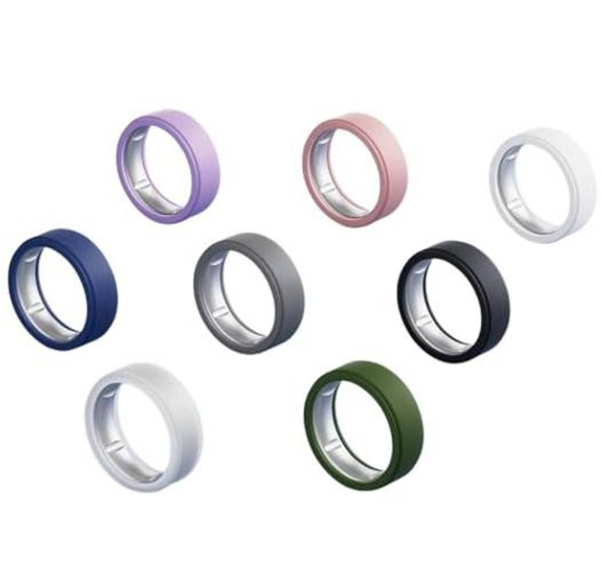 Assorted silicone ring covers set, 8 colors shown for smart rings