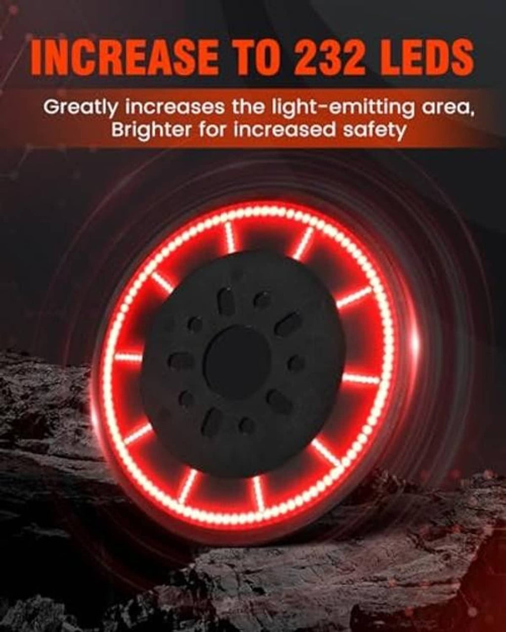 Spare tire brake light with bright red LED ring and black faceplate