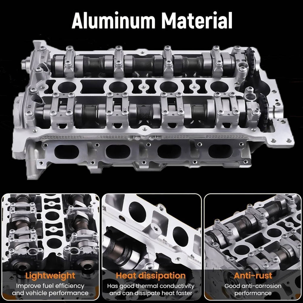 Aluminum cylinder head with camshaft journals and cylinder bores, long side view