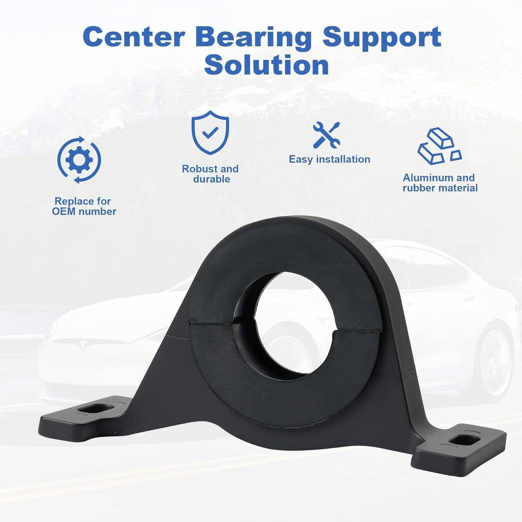 Black center bearing support bracket with rubber center ring and two mounting feet