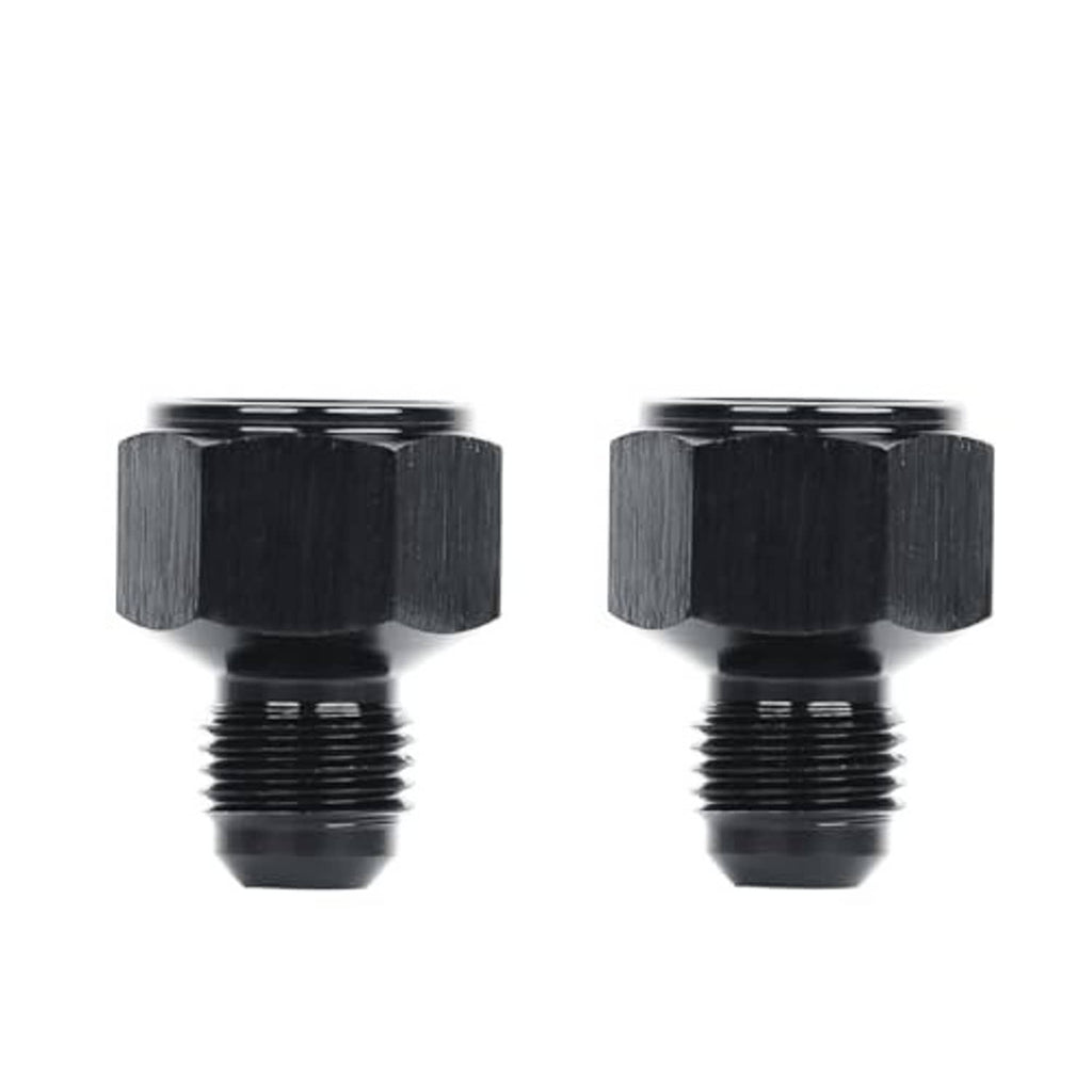 AN flare reducer adapter, black aluminum with 10AN female to 6AN male threads