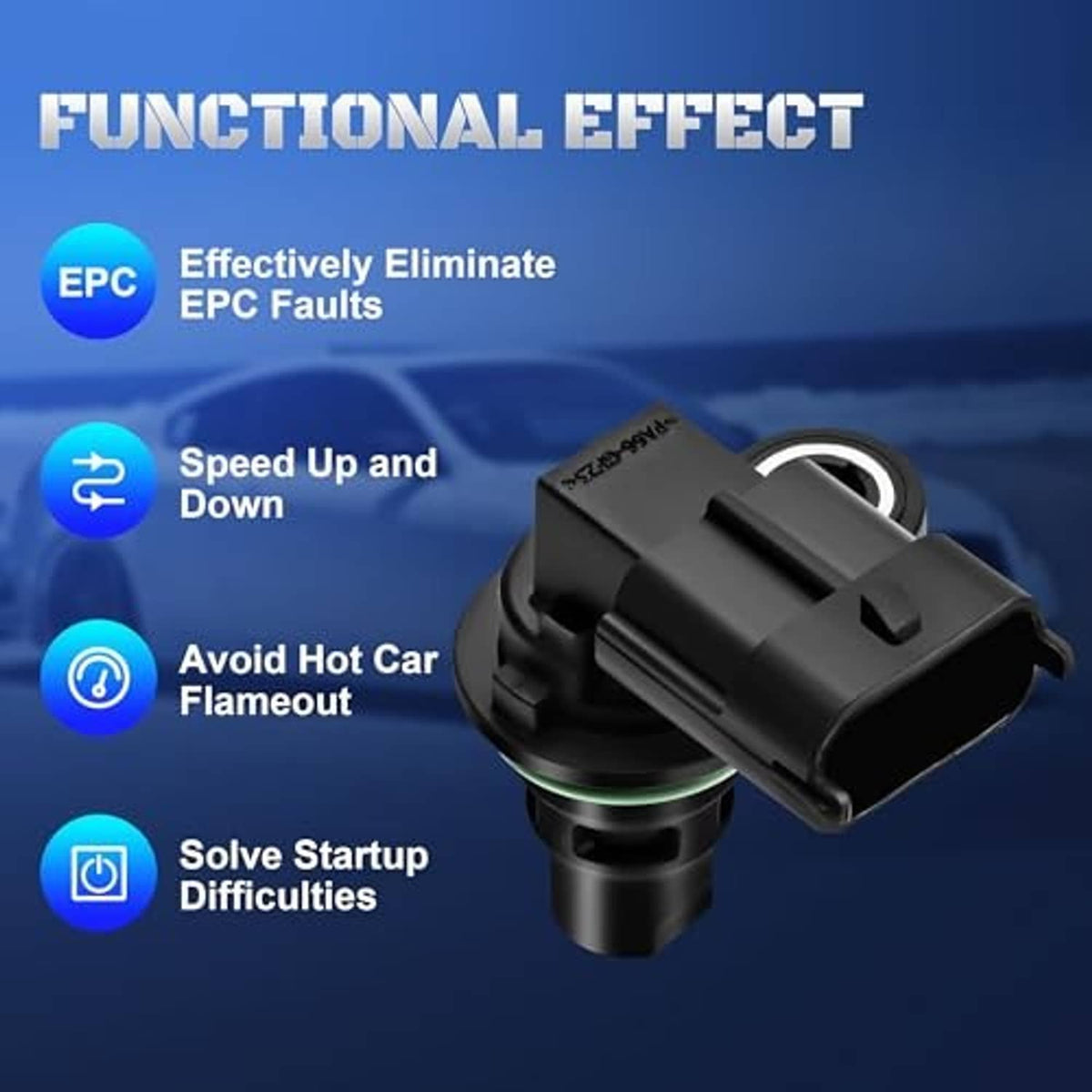 Black camshaft position sensor showing connector and mounting bracket
