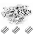 Silver aluminum crimp loop ferrules for 3/32 in wire rope cable, bulk set