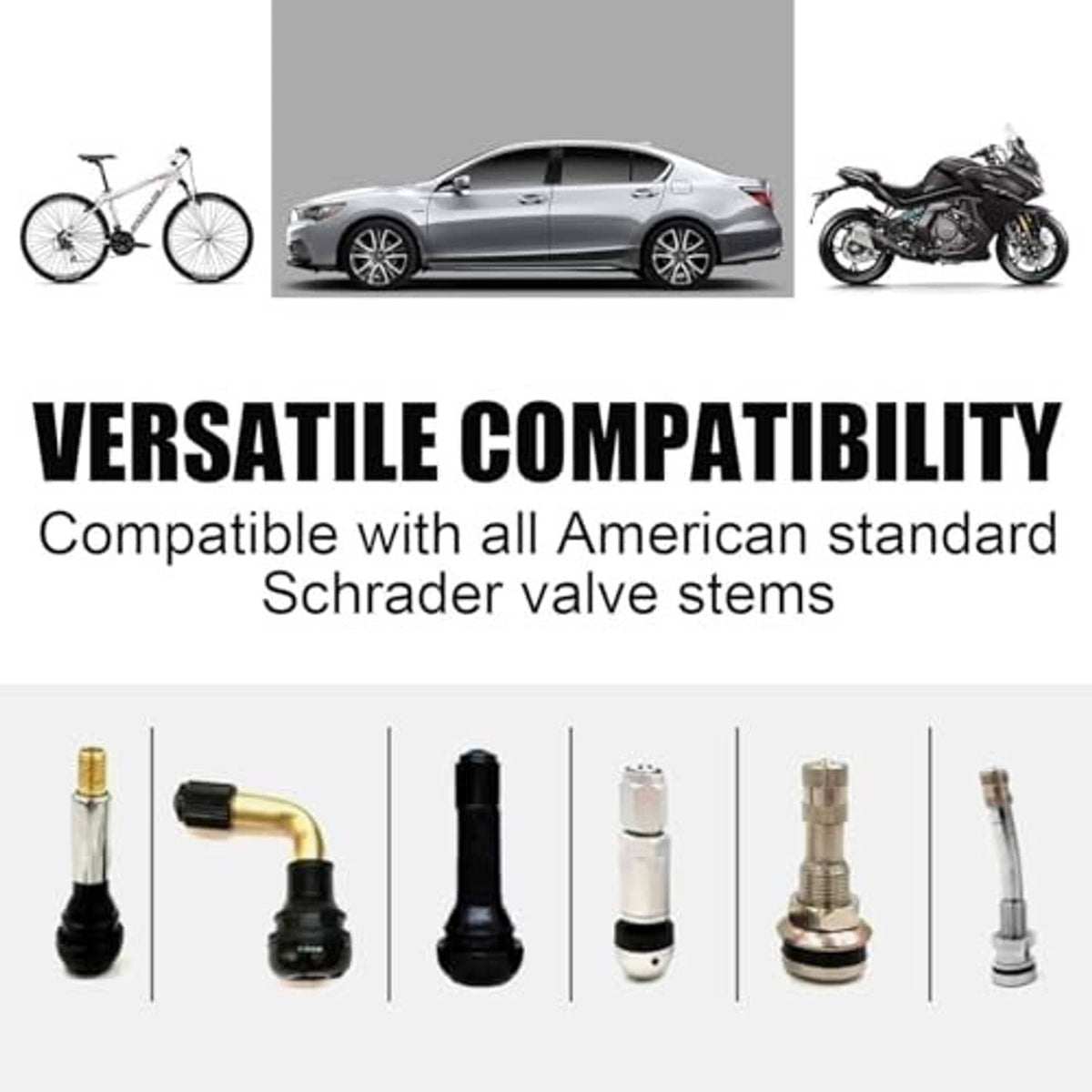 Five-pack of silver metal tire valve stem caps with diamond texture