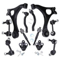 Front suspension control arm kit with ball joints and tie rods, black metal parts