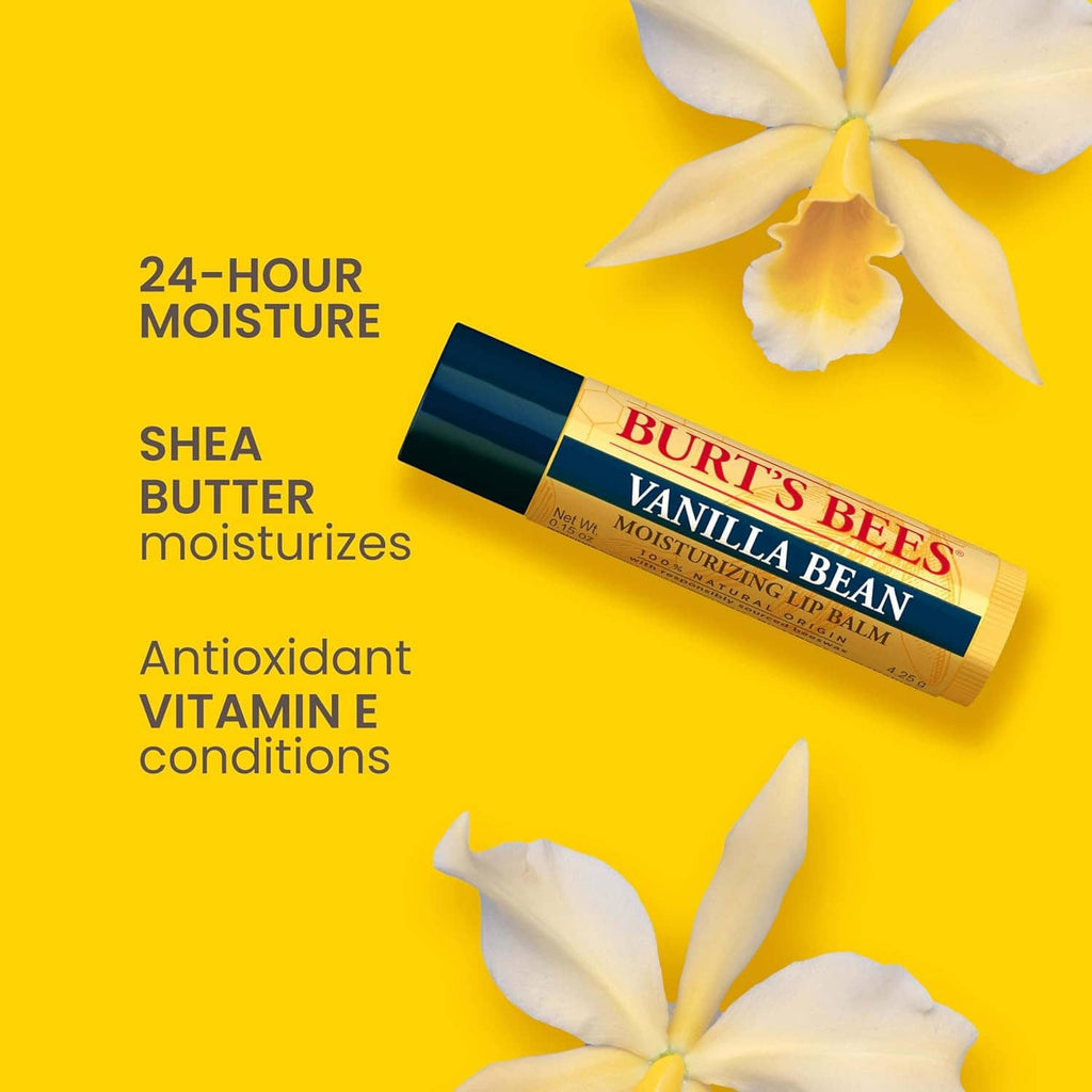 24-hour moisture vanilla bean lip balm with shea butter and vitamin E