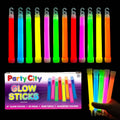 Assorted 6-inch glow sticks in red, blue, green, yellow, pink, orange