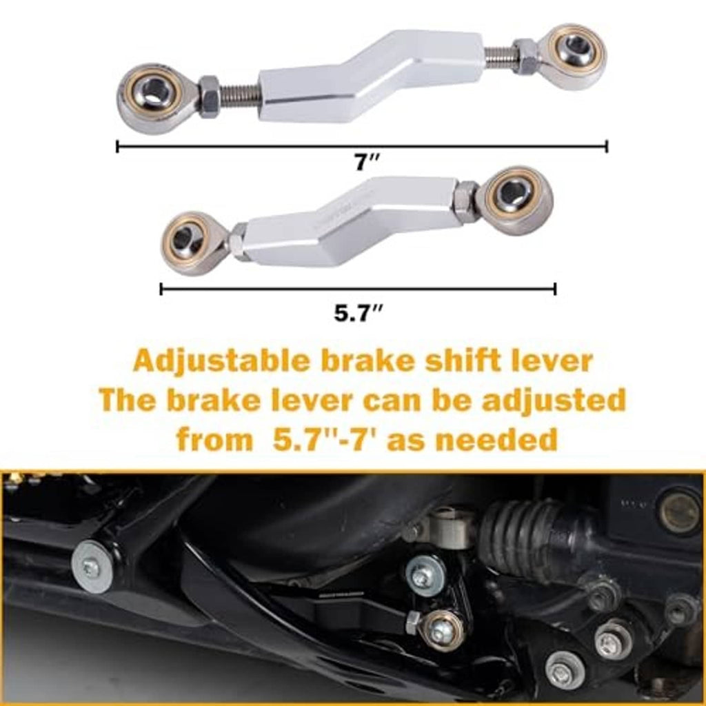 Adjustable brake shift lever pair with end bearings and mounting hardware