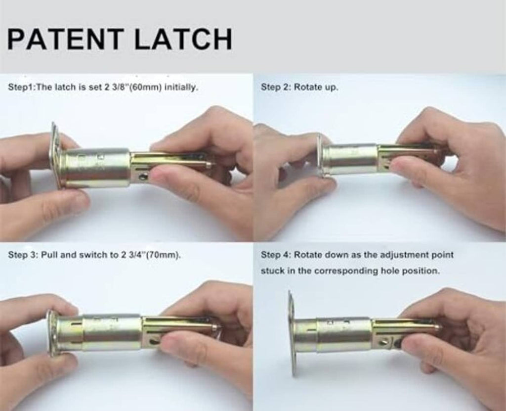 Deadbolt latch mechanism showing alignment steps on a key cylinder
