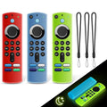 3-pack silicone remote covers with lanyards, red blue green, for Fire Tv stick