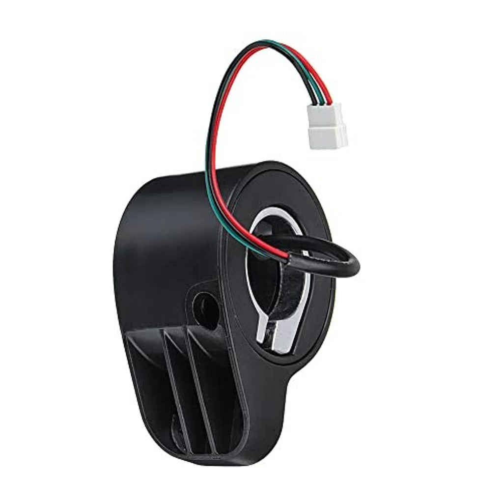 Electric scooter thumb throttle accelerator control, black housing with side ridges and lever