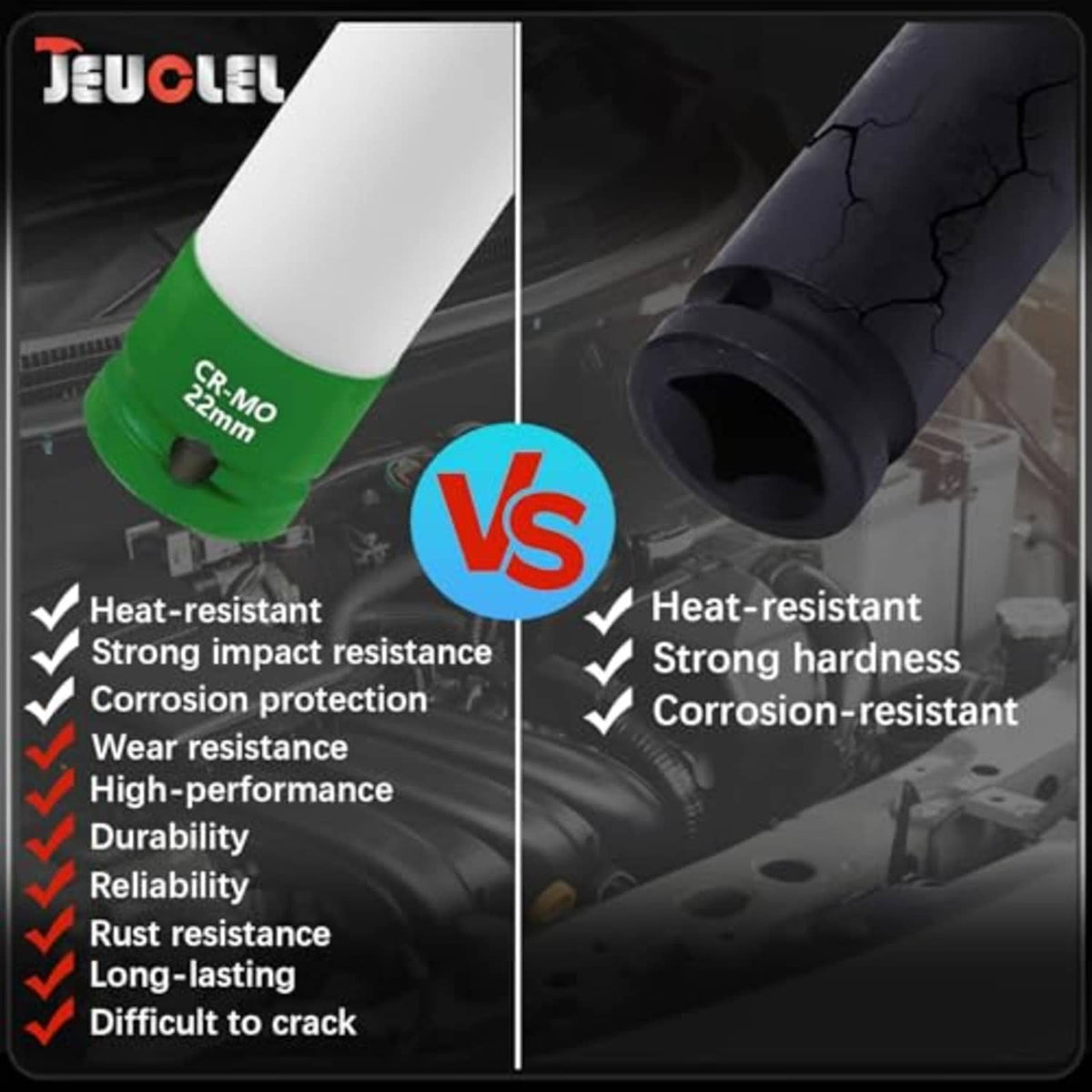 Wheel protector socket sleeve vs black sleeve, white tube and green CR-MO base