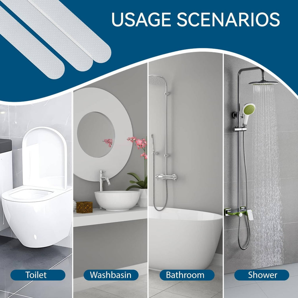 Transparent anti-slip strips for shower installation