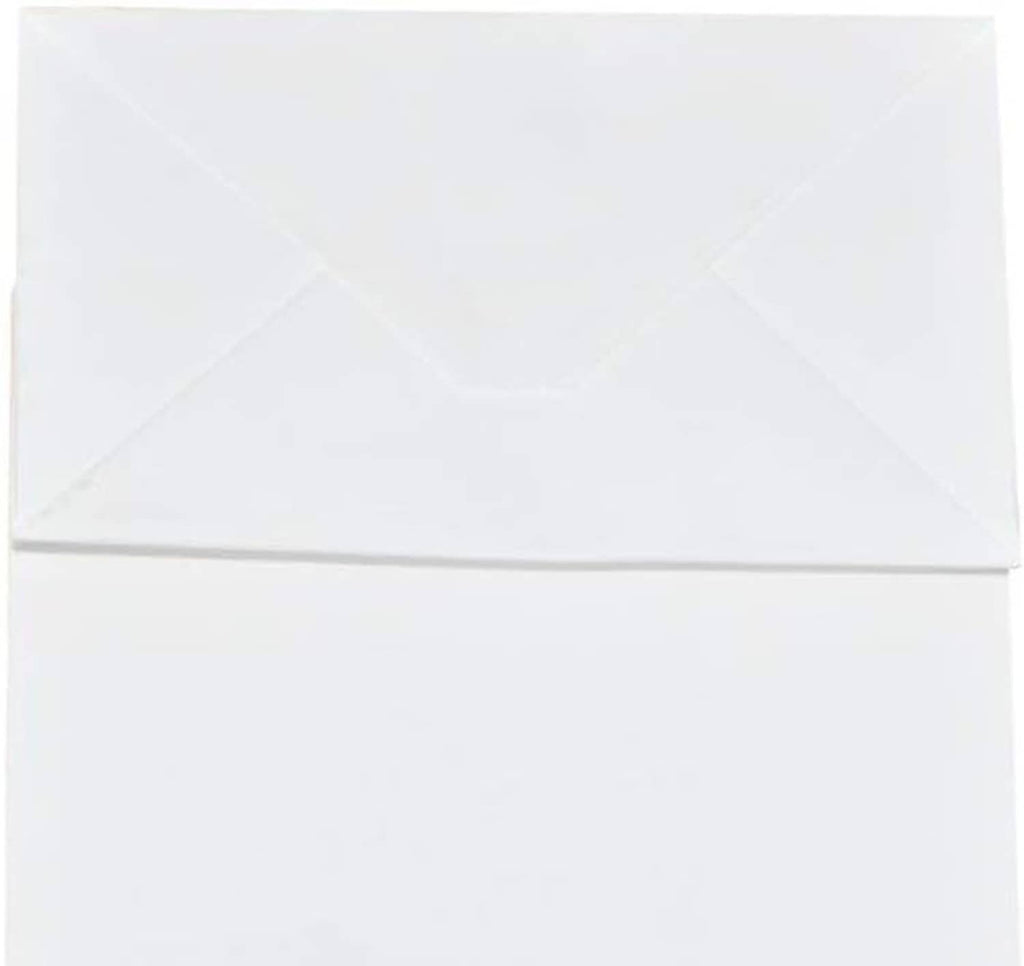 White kraft paper bag front panel with folded top edge