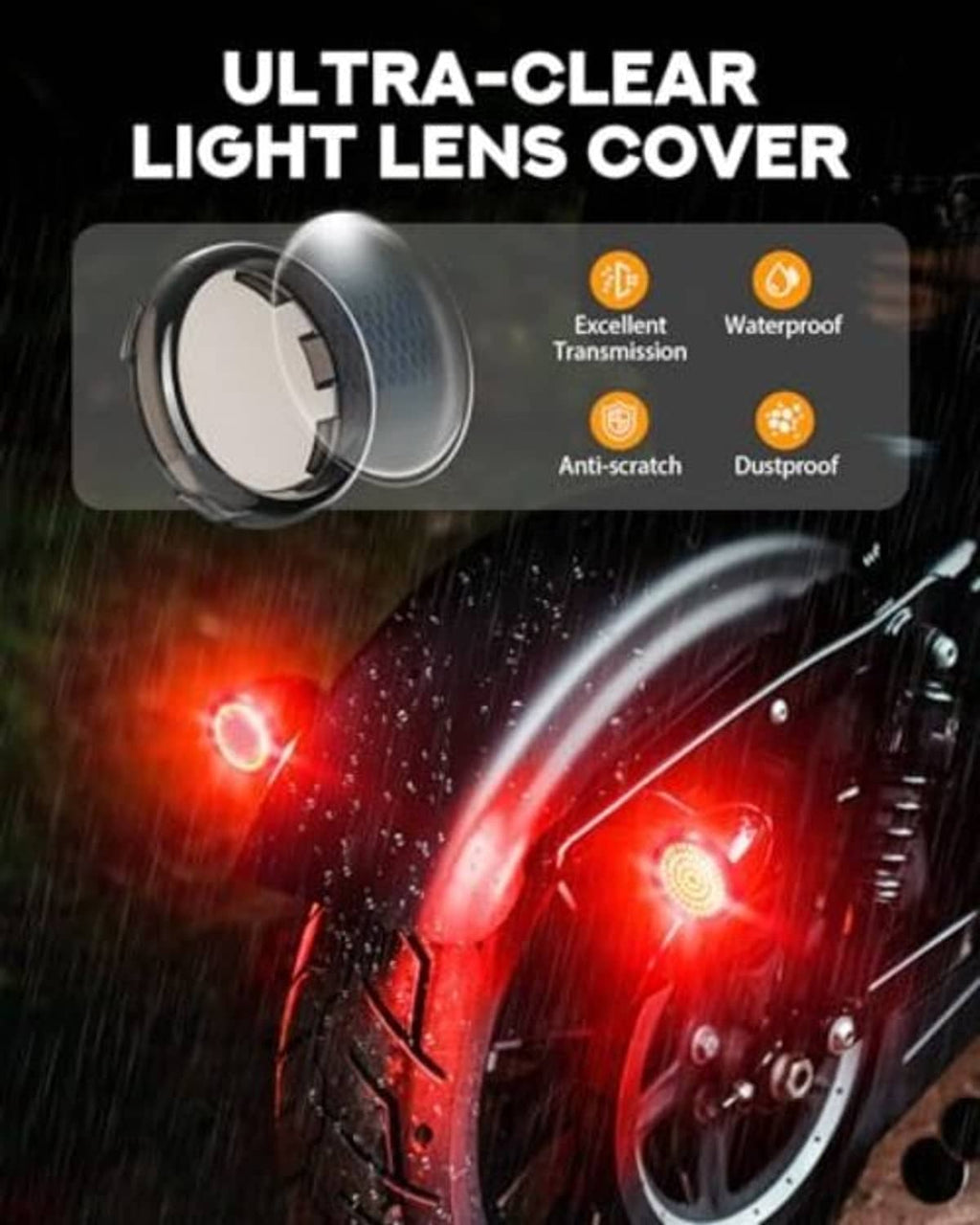 Ultra-clear lens cover for LED turn signal, with smoked housing and anti-scratch design