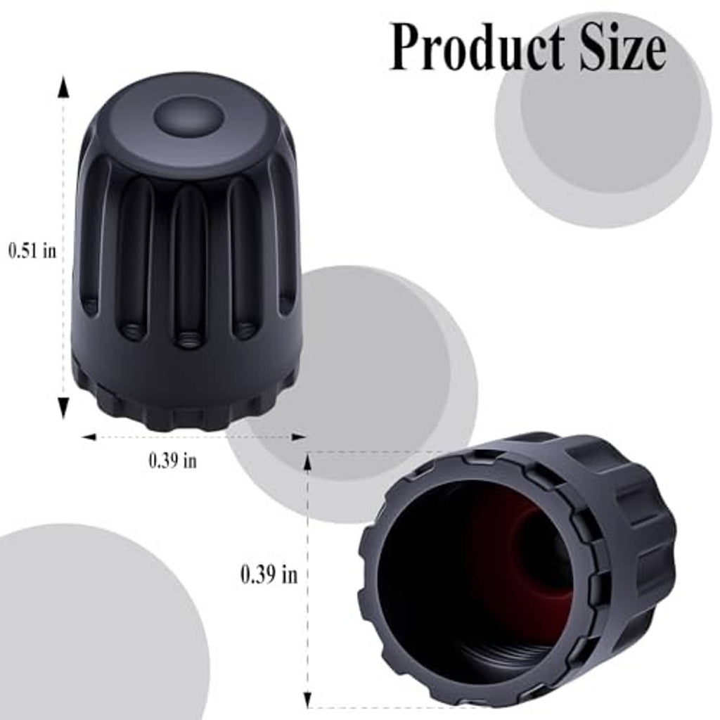 Black plastic TPMS valve stem cap with rounded top and ribbed sides, shown open end