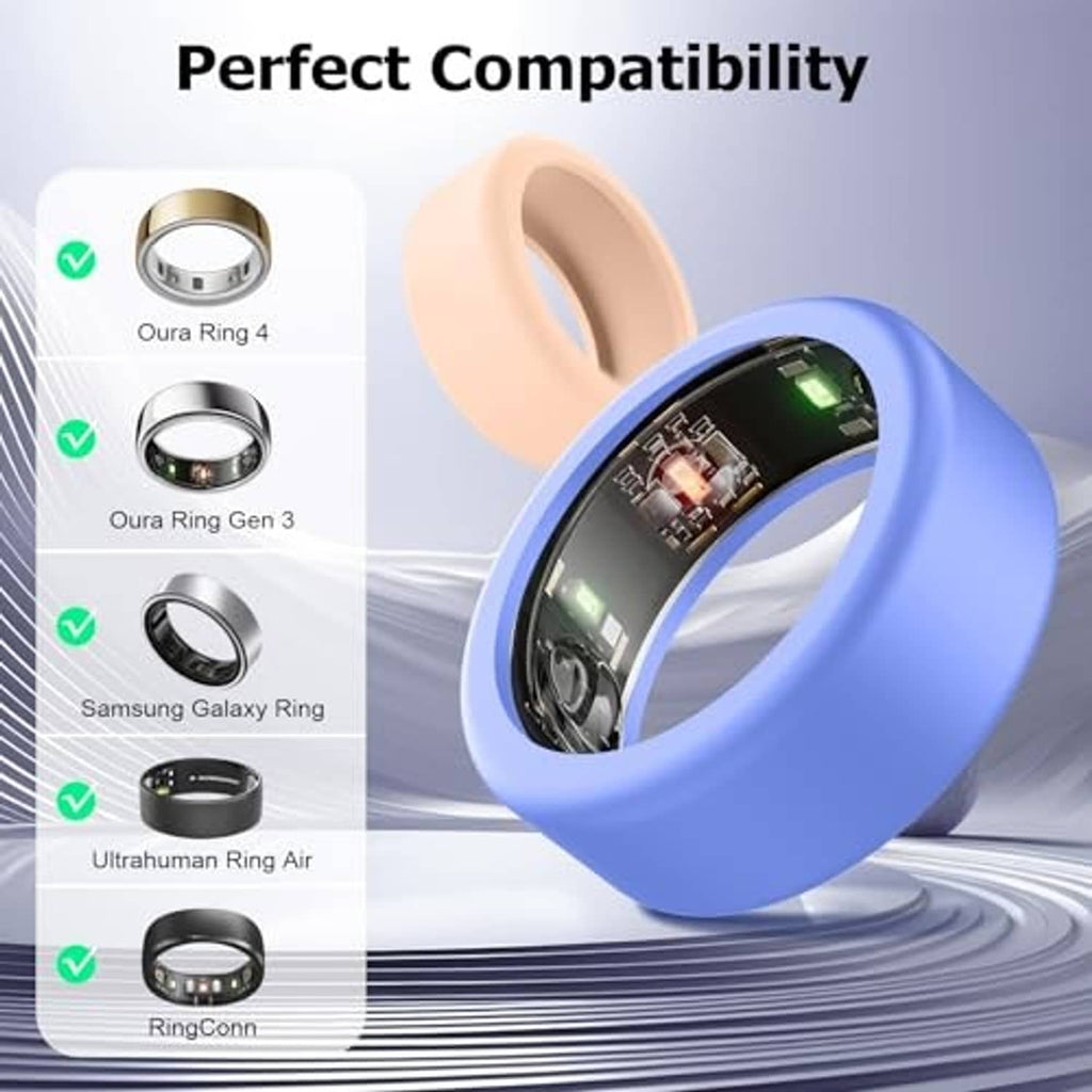 Light blue elastic silicone ring cover shown in close-up with matching covers