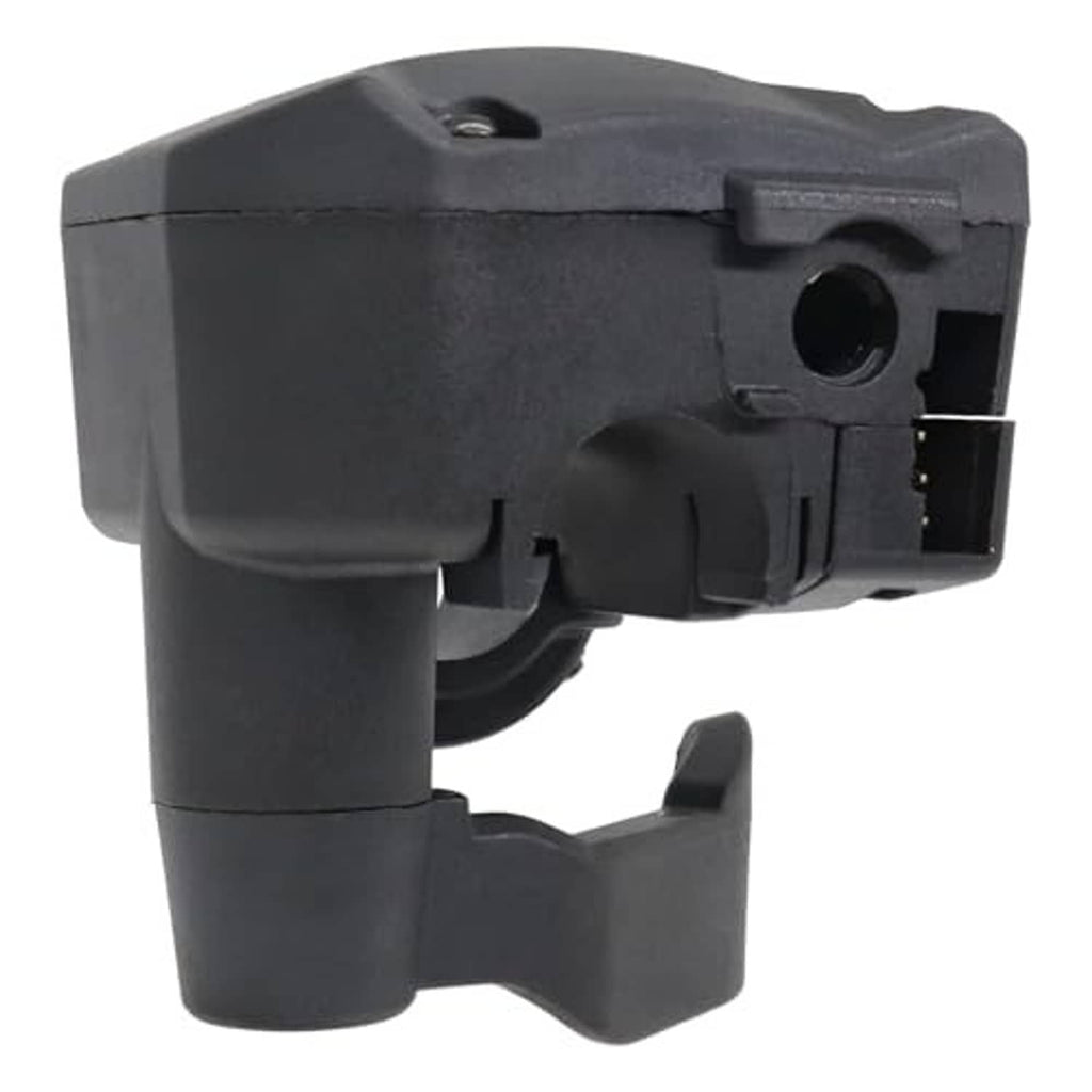 Black thumb throttle lever with rubberized thumb grip and vented housing