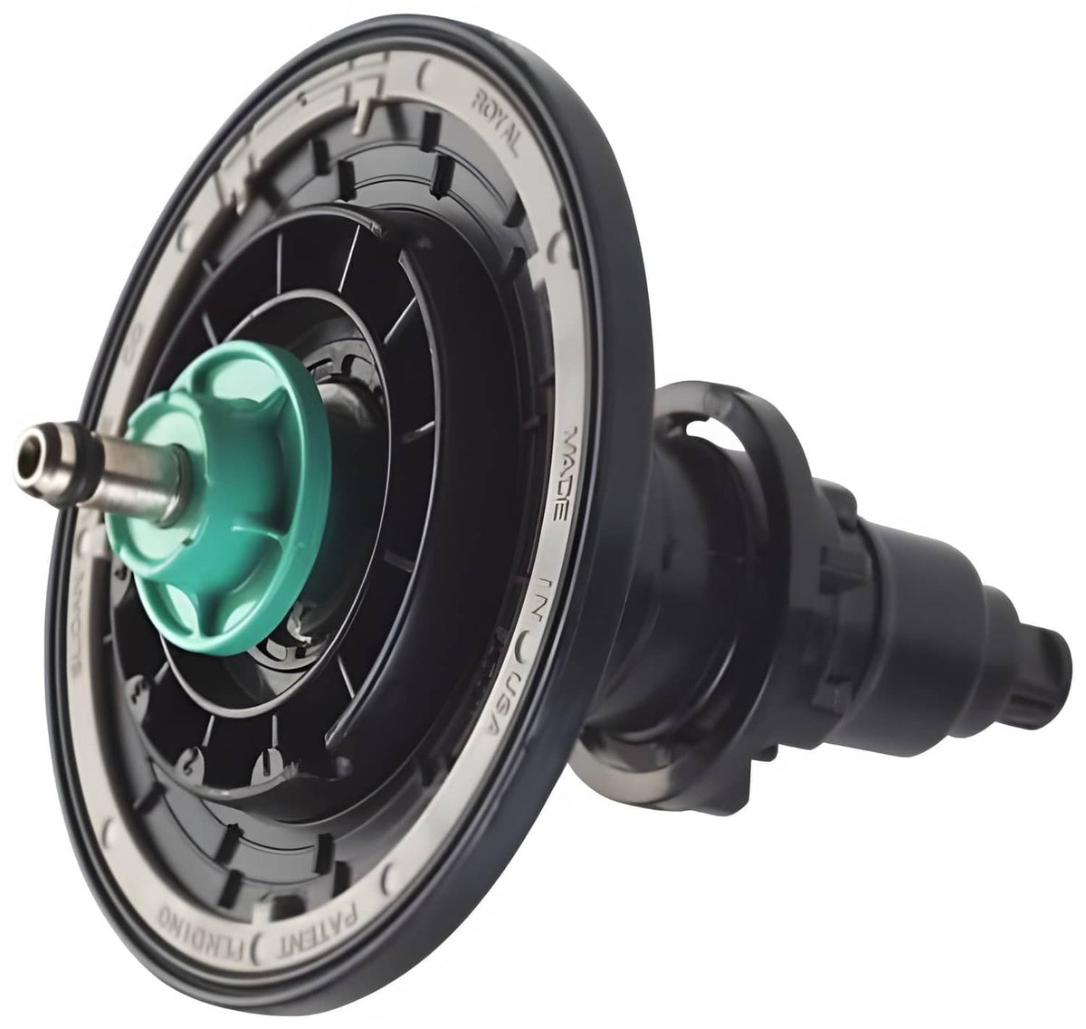 Dual filter urinal diaphragm assembly with black housing and teal diaphragm