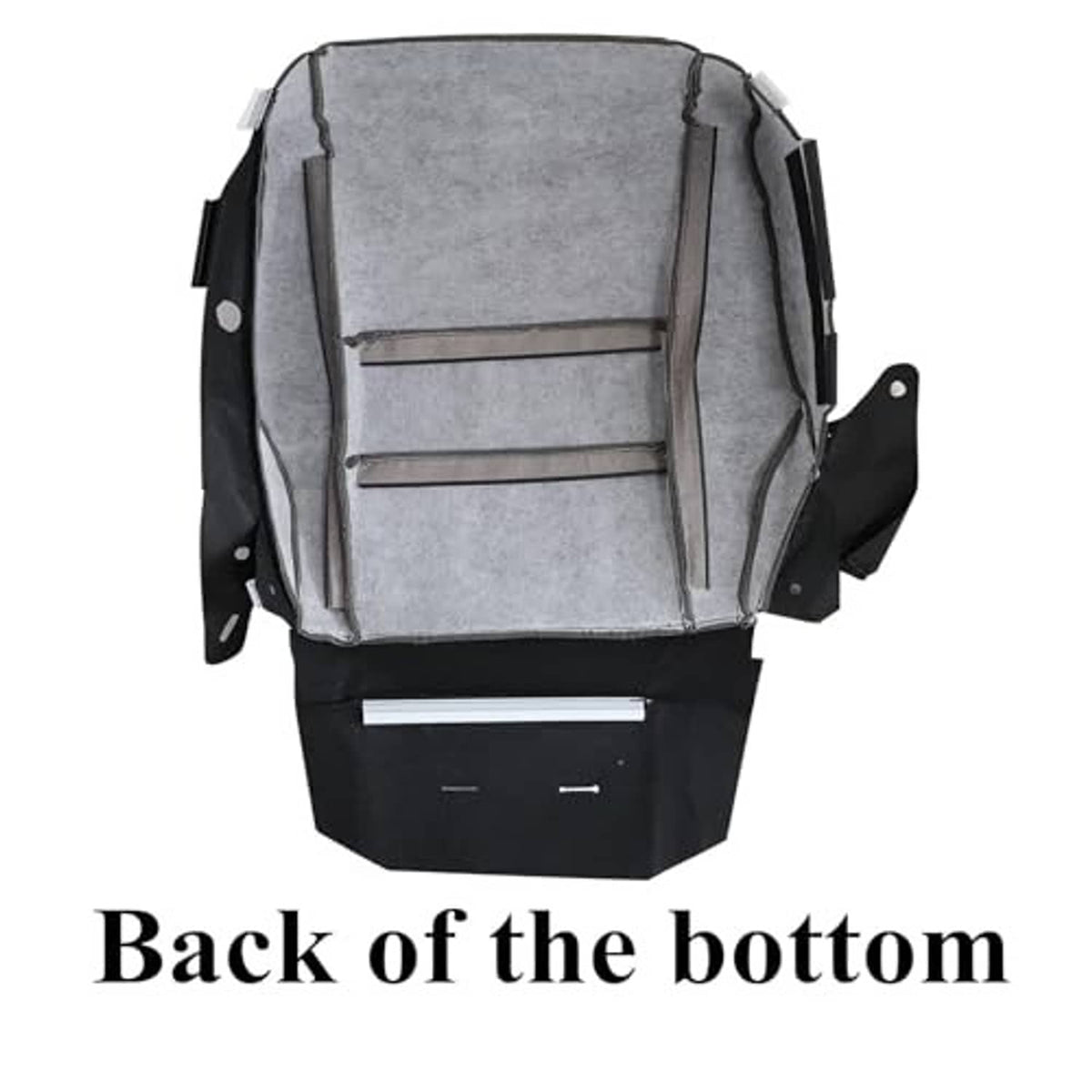 Seat bottom replacement cover underside with gray backing and black base sections