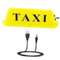 Yellow TAXI roof sign light with USB charging cable and plugs