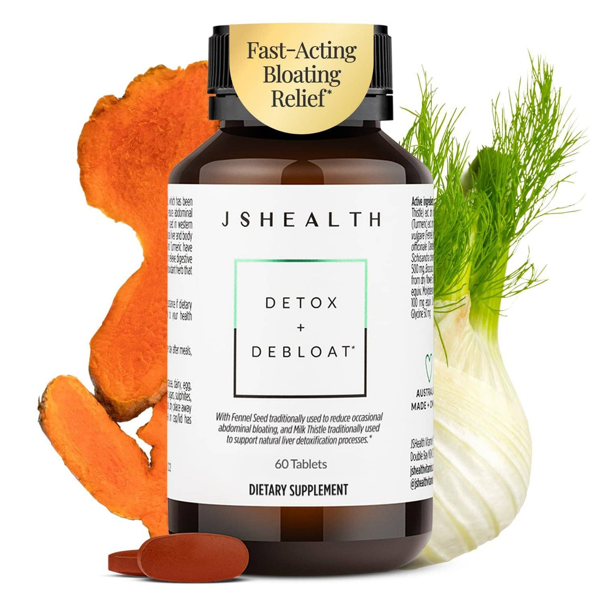 JSHealth Detox + Debloat bottle, 60 tablets dietary supplement