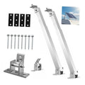 Adjustable solar panel tilt mounting brackets kit with two silver rails, black plates, screws