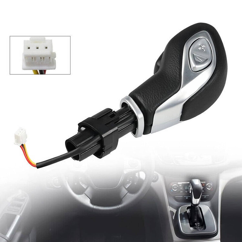 Automatic transmission shift knob with wiring harness and connector, black and silver