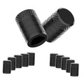 Black anodized aluminum tire valve stem caps, textured grip, 2-piece close-up set