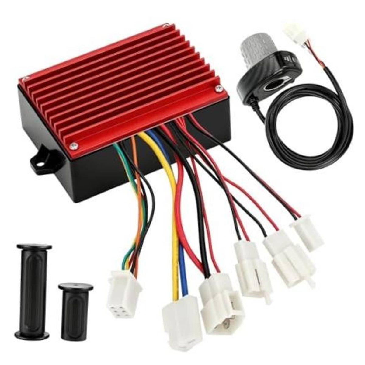 Red speed controller module with multi-pin wiring harness and electrical connectors