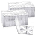 Clear plastic CD jewel case set, stack of single-disc cases with hinged tray