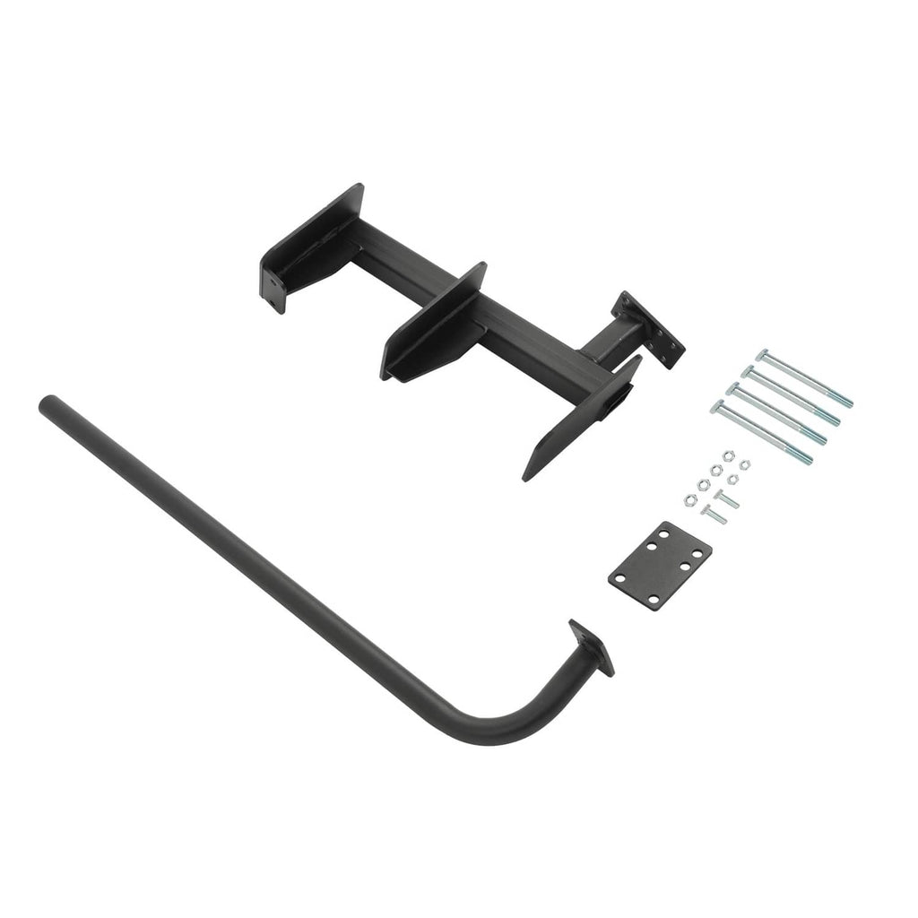 3-step trailer ladder assembly with black steps, curved handle, and bolts kit