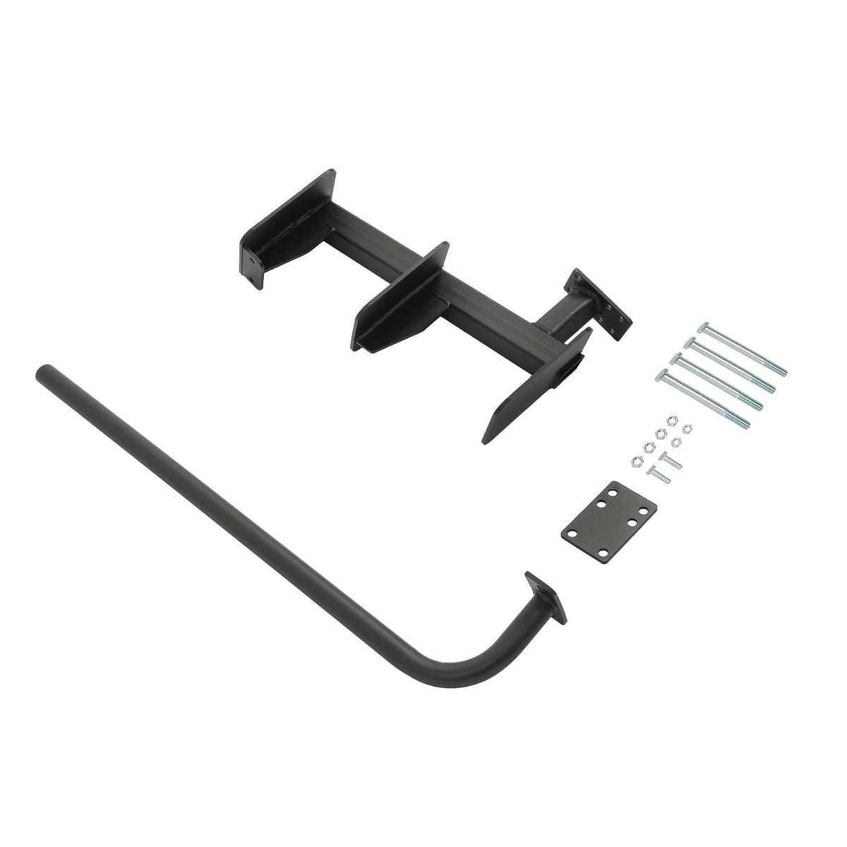 3-step trailer ladder assembly with black steps, curved handle, and bolts kit
