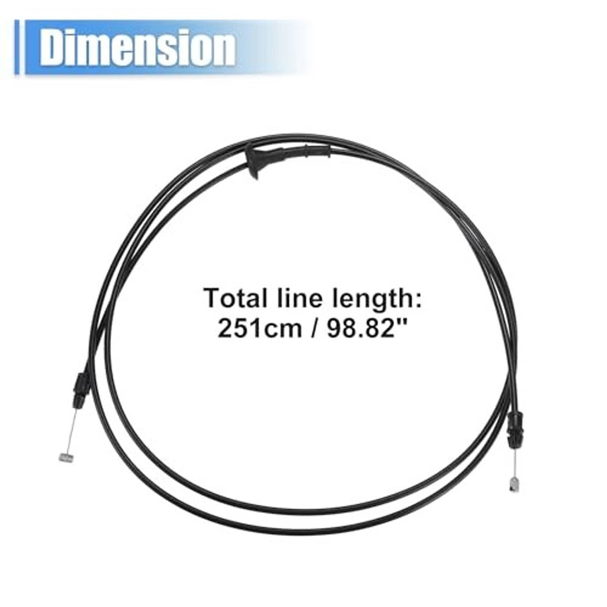 Black hood latch release cable, full loop with end connectors