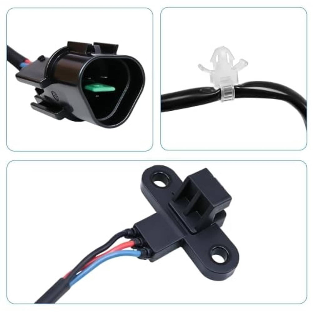 Crankshaft position sensor with green indicator window and black mounting bracket