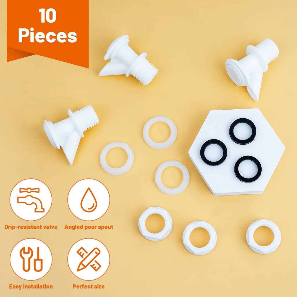 10-piece white spigot replacement kit with seals, washers, and O-ring gaskets