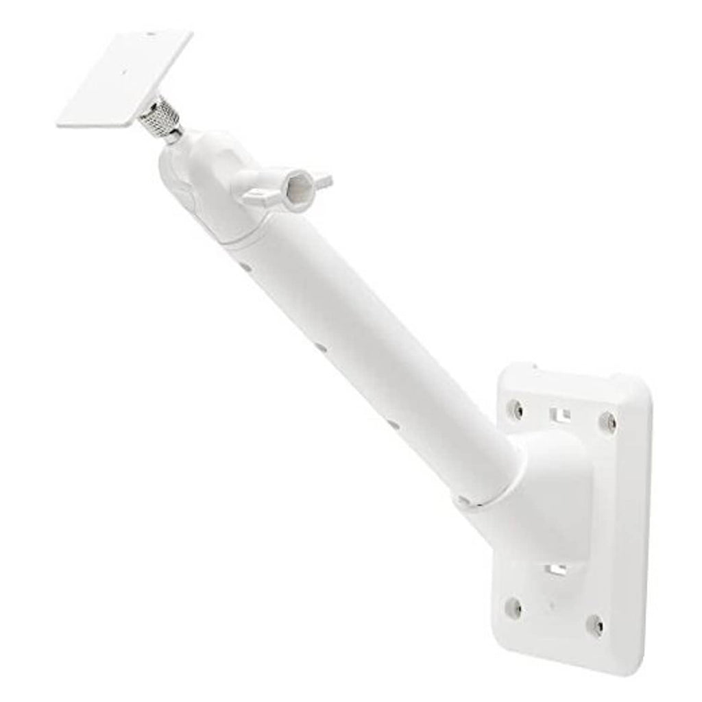 White universal solar panel wall mount bracket with cable adapter and wall plate