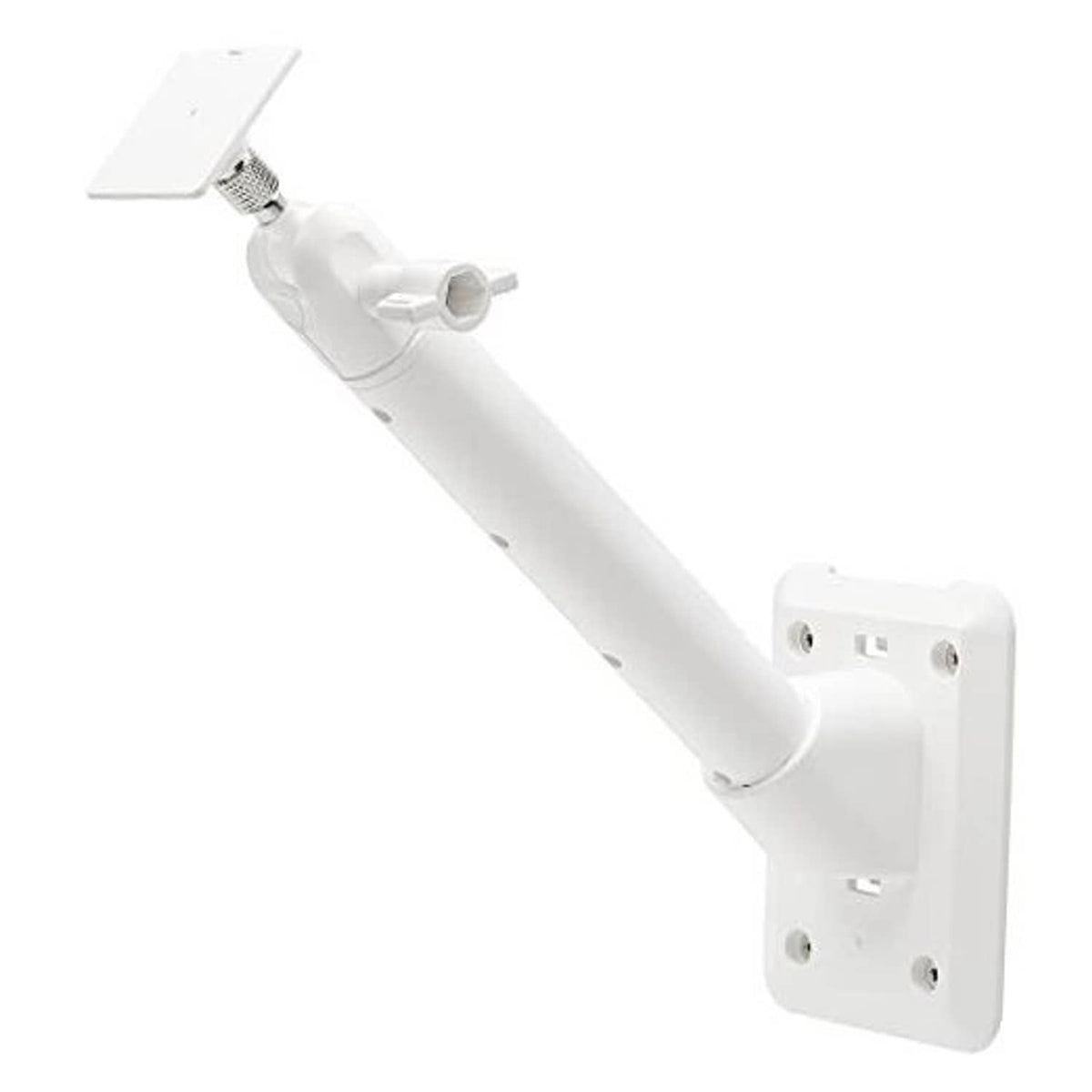 White universal solar panel wall mount bracket with cable adapter and wall plate