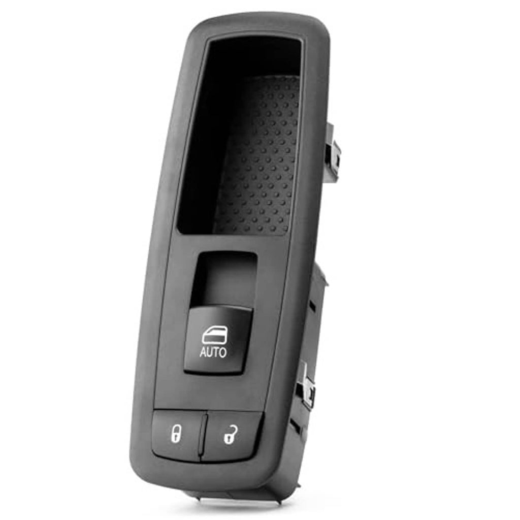 Power window switch angled view with window lock and AUTO button icons