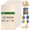 12-pack basswood sheets, light natural rectangles, 1/8 in thick, 12x18 in