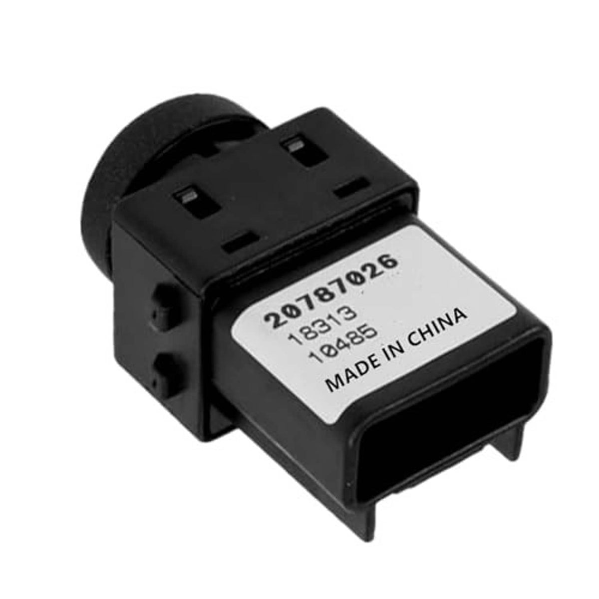 Black door lock switch with label and open electrical connector port