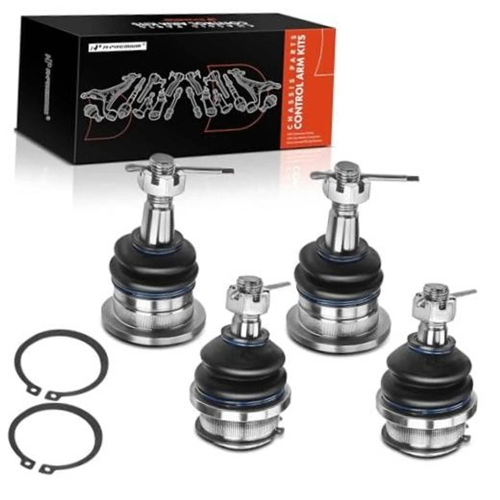 Set of 4 ball joints kit with black rubber boots and metal mounting studs