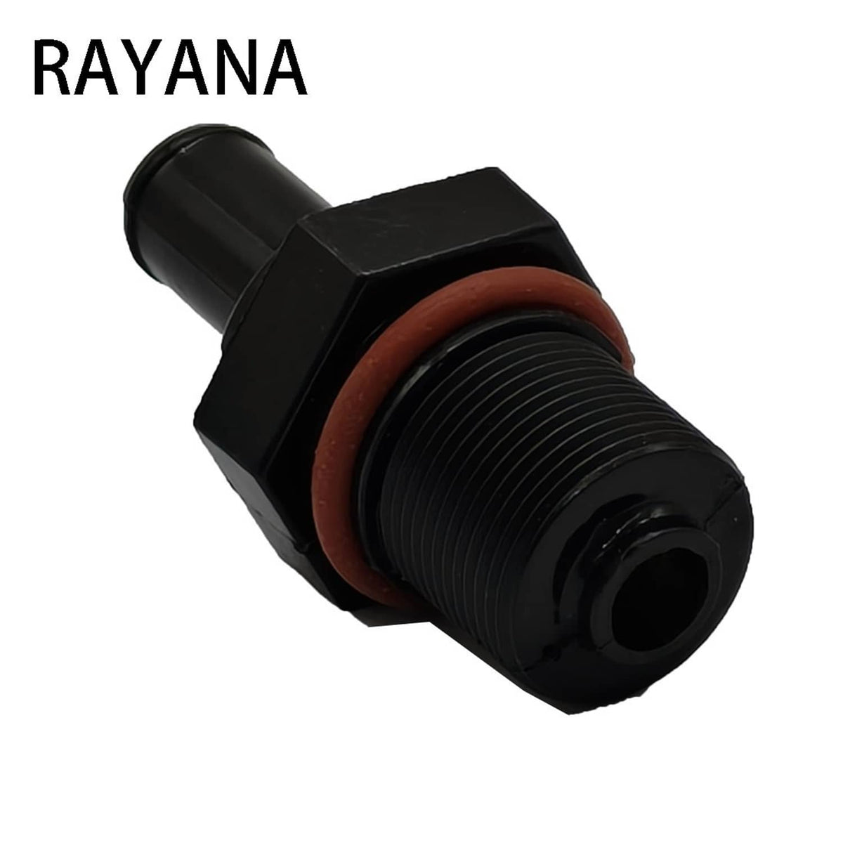 PCV valve, black housing with brown rubber ring and threaded outlet
