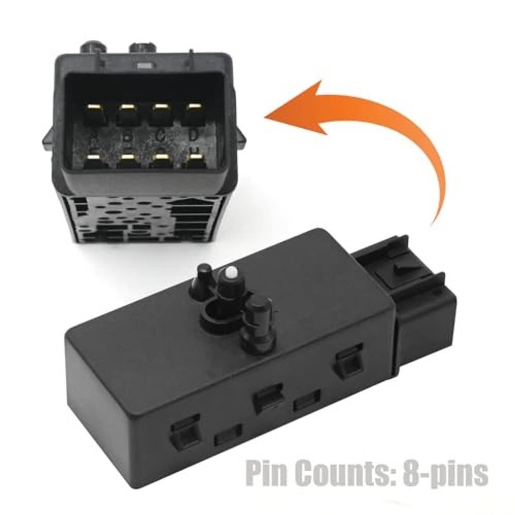 Black power seat adjuster switch showing front multi-pin connector and wiring
