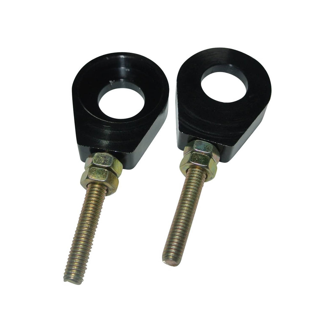 Black chain tensioner adjuster posts with hex bolts and steel washers