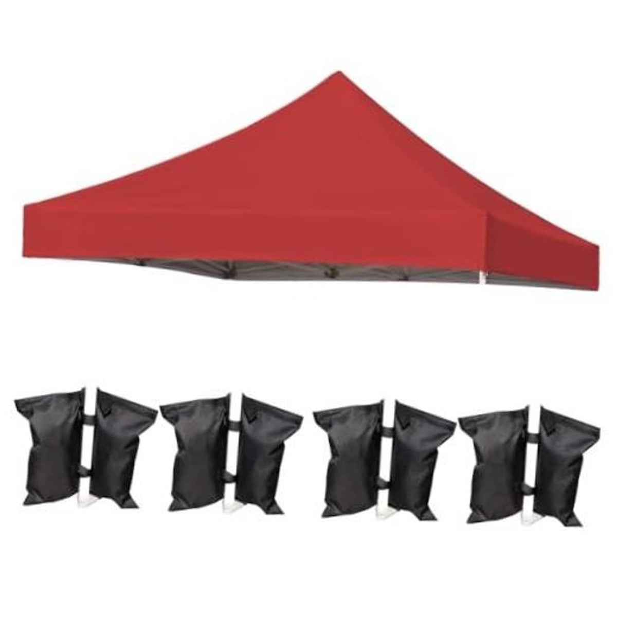 Red 10x10 pop-up canopy replacement top cover with peaked roof and side panels